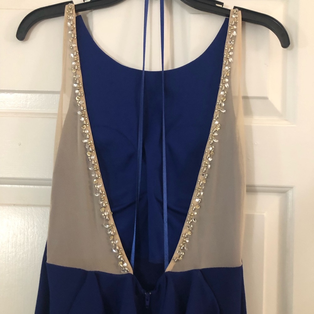 Blue prom dress with amazing back